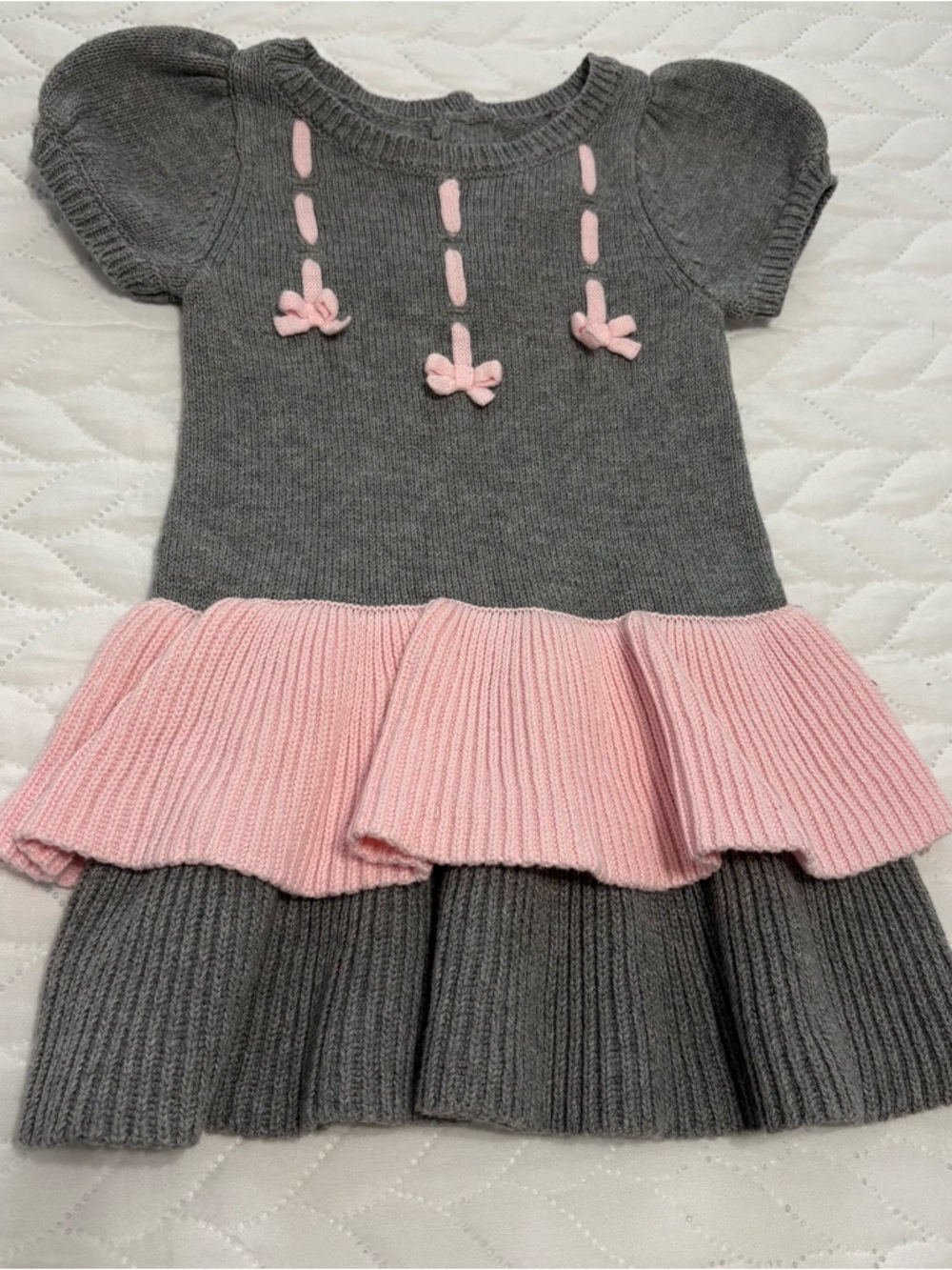 Gymboree Gray and Pink Knit Ruffle Dress